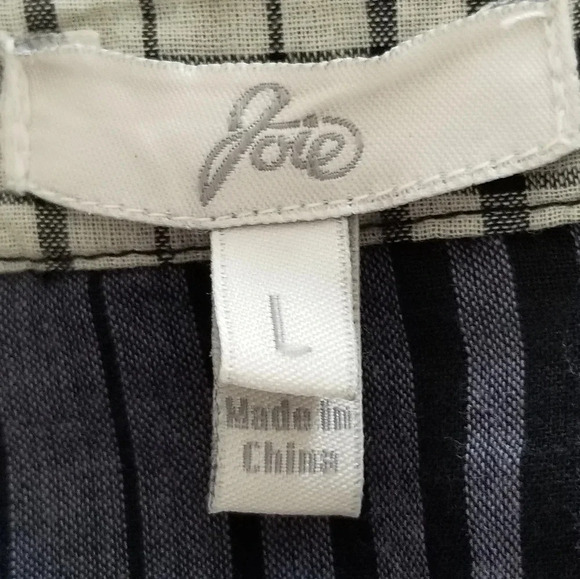 Joie Blue and Cream Kylar Plaid Button Down Top L - Picture 5 of 7